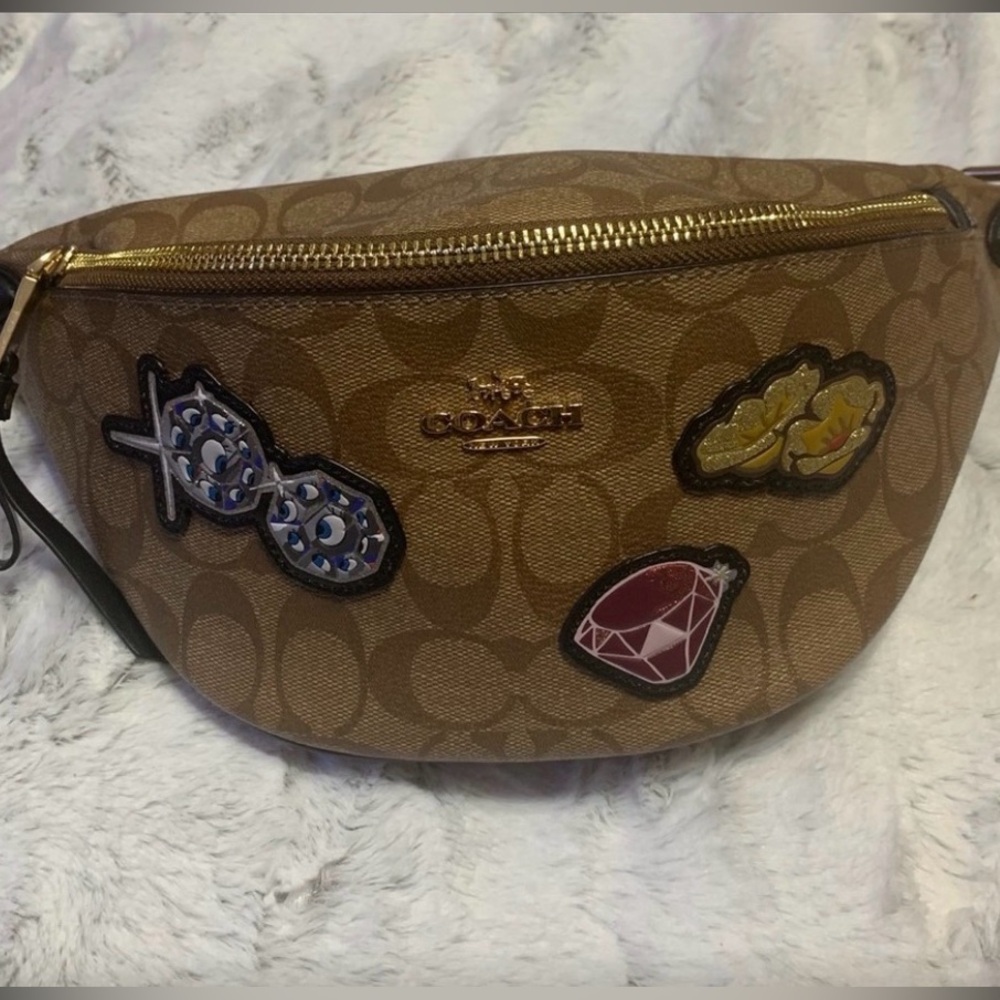 Special edition Coach Tan Belt Bag with Snow White patches